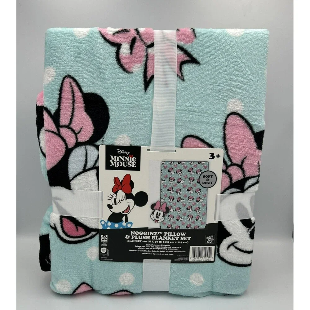 NOGGINZ Disney Minnie Mouse Pillow And Blanket Gift Set, large 60”x90” BRAND NEW